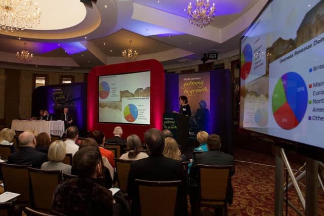 Loretta McNichil from Donegal County Council addressing  those attending the Brexit conference at An Grianan. (Photo - Tom Heaney, nwpresspics)
