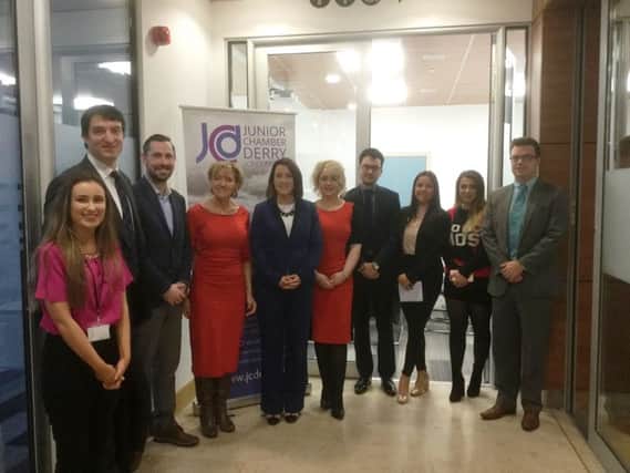 Martina Anderson with representatives from the Junior Chamber.