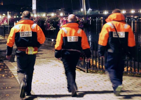 Volunteers from Foyle Search and Rescue patrolling along the river at night. (Photo courtesy of FS&R)