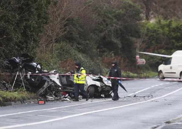 The scene at Glebe, Fahan, County Donegal after the fatal crash, late on Thursday night, which claimed the life of a 25 year-old woman from Derry. (Press Eye, Photo Lorcan Doherty)
