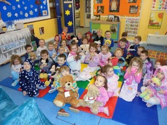 Children from Strathfoyle Nursery School pictured in their pyjamas and with teddys at the event.