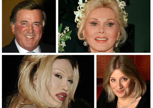 Clockwise, from top left, Sir. Terry Wogan, Zsa Zsa Gábor, Victoria Wood and Pete Burns.