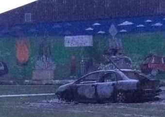 The car which was set alight twice in the Galliagh area on Wednesday night.