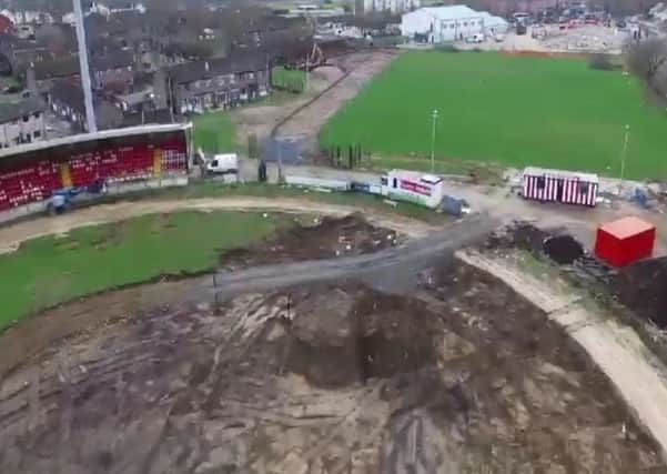 A screen grab taken from Connor Wilson's drone footage of Brandywell Stadium