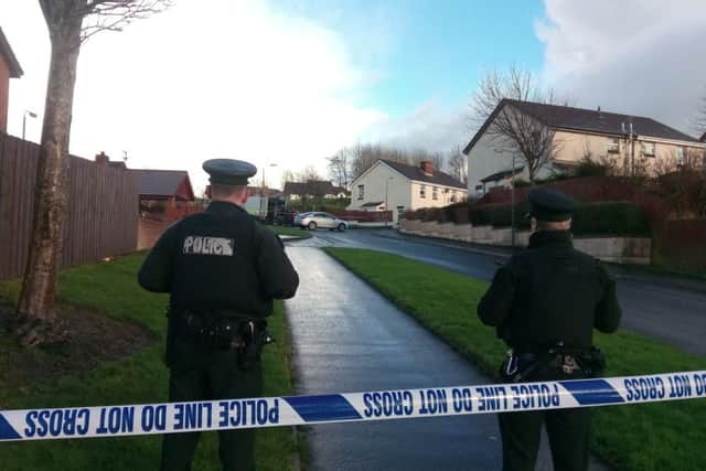 The cordon at Earhart Park in Derry this afternoon.