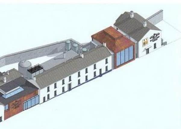 An artist's impression of how the finished distillery and visitor centre will look.