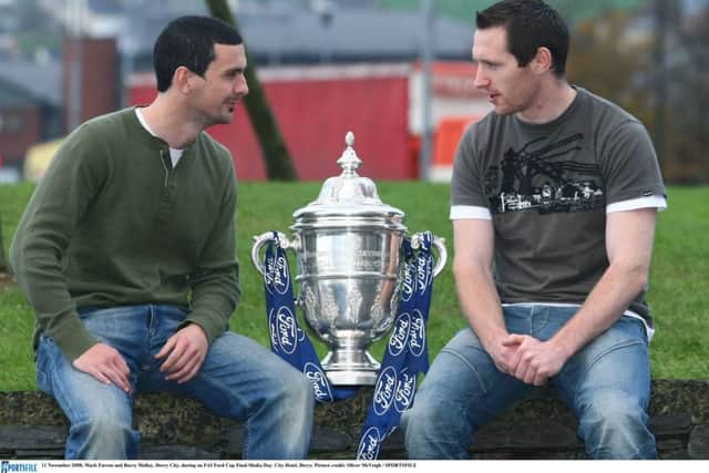 Mark Farren and Barry Molloy, Derry City, during an FAI Ford Cup Final Media Day.