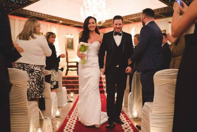 On their wedding day Diona and Sean Hegarty
