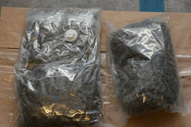 A photograph taken by police after the discovery of herbal cannabis and cocaine with an estimated street value of Â£160,000 in Belfast.