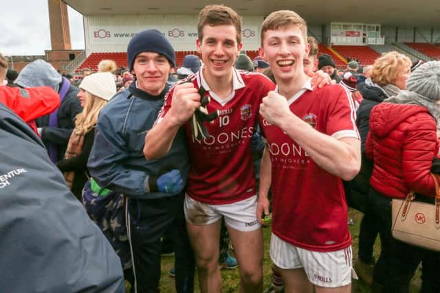 Slaughteil celebrate their victory over St. Vincent's which takes them to the All Ireland club final.
(
Picture: Philip Magowan / PressEye)