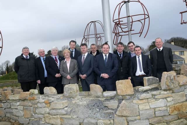 Local politicians, dignitaries, community activists and young people pictured at the opening of the 
new Barrack Hill Town Park in Carndonagh on Friday morning last. DER1115MC120