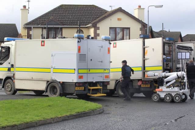 PSNI and Army Technical Officers at the scene in Ardanlee, Derry, following the discovery of a suspect device. (Photo Lorcan Doherty, Press Eye)