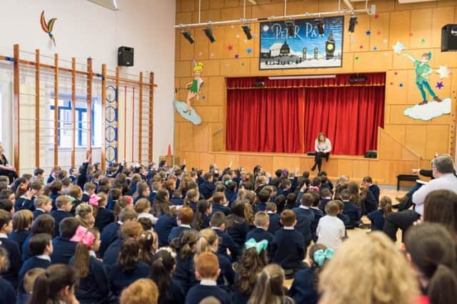 Grainne Kelly addressing students at St Patricks school Pennyburn as part of the ILoveYouEnough Campaign. (Picture Bernard Walsh)
