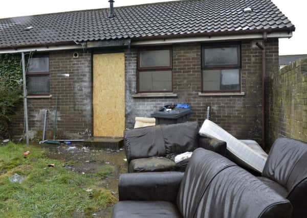 The rear of the bungalow damaged in a fire in the Altcar Park area of Galliagh on Saturday night. DER0917GS003