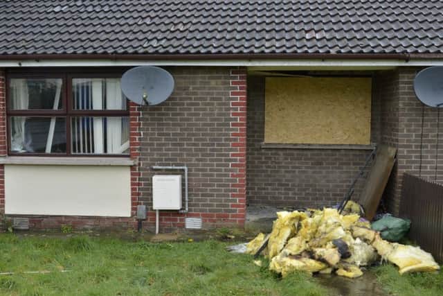 The front of the bungalow damaged in a fire in the Altcar Park area of Galliagh on Saturday night. DER0917GS001