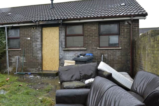 The rear of the bungalow damaged in a fire in the Altcar Park area of Galliagh. DER0917GS003