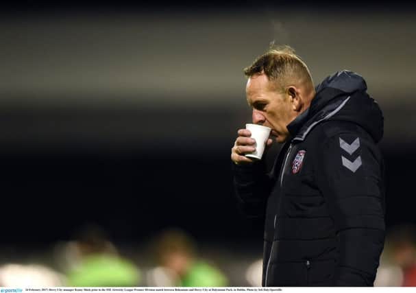 DEEP IN THOUGHT . . .  Derry City manager Kenny Shiels faces a defensive headache ahead of the visit of free-scoring Limerick on Friday night.