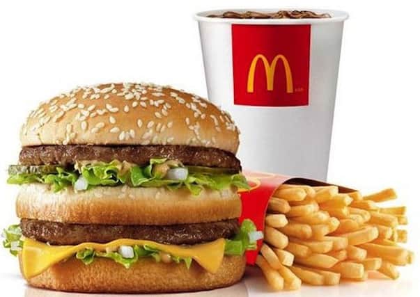 A Big Mac meal from McDonald's.
