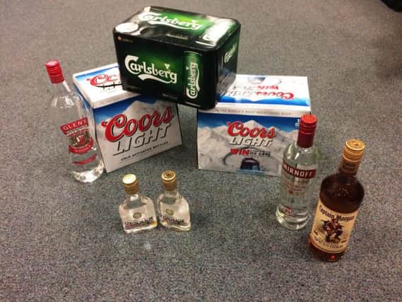 The alcohol seized from children in Derry on Saturday night.