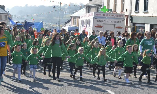 Children who took part in St Patricks Day carnival parade in Moville. DER1116GS051