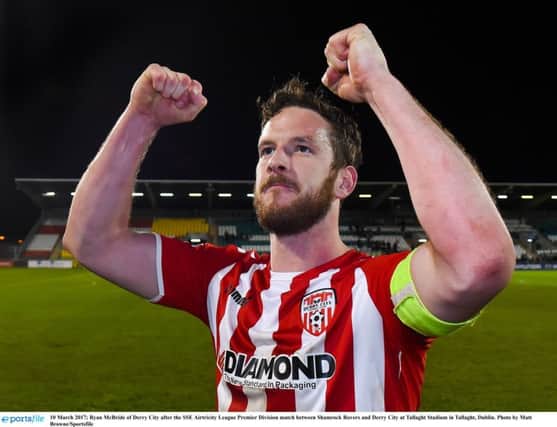 GOAL HERO . . . Ryan McBride of Derry City after the SSE Airtricity League Premier Division match between Shamrock Rovers and Derry City at Tallaght Stadium in Tallaght, Dublin. Photo by Matt Browne/Sportsfile