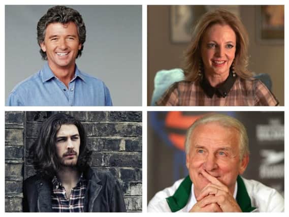 Clockwise, from top left, actor Patrick Duffy, actress Clare Grogan, football manager, Giovanni Trapattoini and Irish singer songwriter, Hozier.