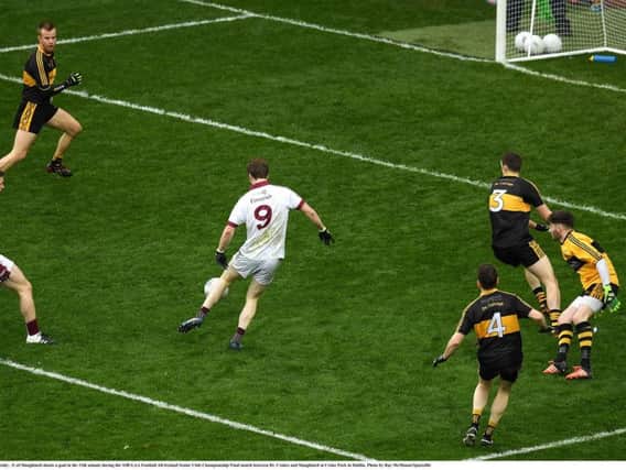 Slaughtneil's Pdraig Cassidy scores his side's 14th minute goal in AIB All-Ireland Football Senior Club Championship Final in Croke Park in Dublin. Photo by Ray McManus/Sportsfile
