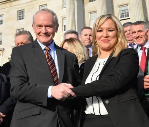 Martin McGuinness with Michelle O'Neill as he has passed on the reigns to her as Sinn Fein's new leader in the north back in January. 
Pic Colm Lenaghan/Pacemaker