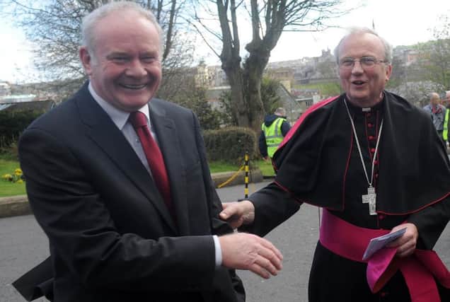 Former 
Deputy first Minister Martin McGuinness with  Catholic Bishop of Derry, Donal McKeown at  St Eugene's Cathedral in Derry back in 2014. (Photo Colm Lenaghan/Pacemaker Press)