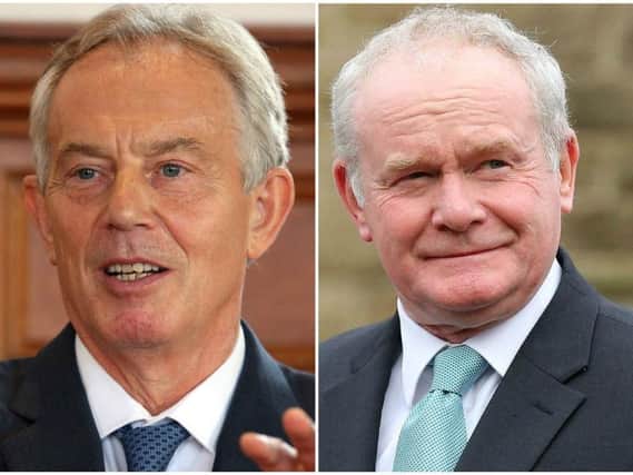 Former British PM Tony Blair and Martin McGuinness
