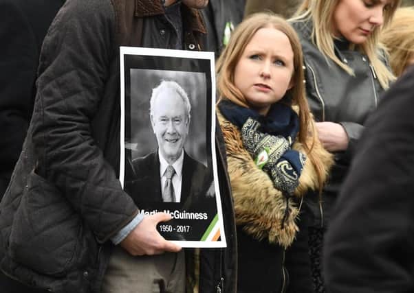 PACEMAKER BELFAST  23/03/2017
The Funeral of former Sinn Fein leader and deputy First Minister Martin McGuinness in the Bogside in Derry this afternoon.
Mr McGuinness dies earlier this week after a short illness.
At his funeral today
Photo Colm Lenaghan/Pacemaker Press