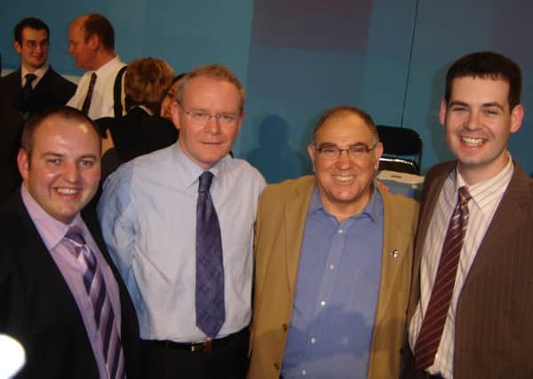 The late Martin McGuinness, pictured with former South African government minister, Ronnie Kasrils, and ANC member, with PÃ¡draig Mac Lochlainn and Pearse Doherty a number of years ago.