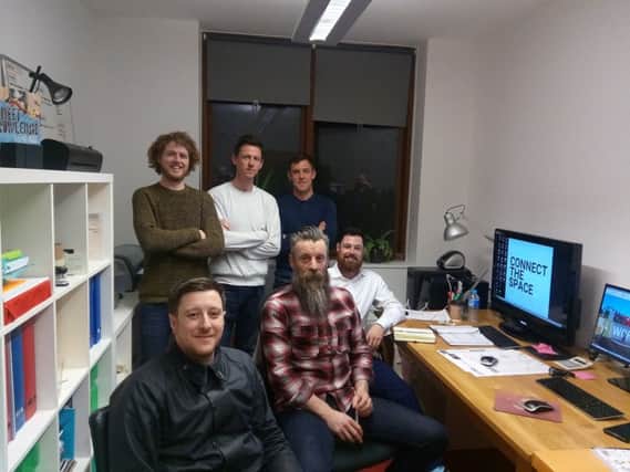Standing (l-r) Ben Holly, Wild Atlantic Wave surfing school business, Donal O' Doherty, UV Arts, and Kevin Pyke, Pyke 'n' Pommes. Sitting (l-r) Councillor Darren O'Reilly, Stephen Gillespie, Connect The Space, and Quantity Surveyor Deaglan Long.