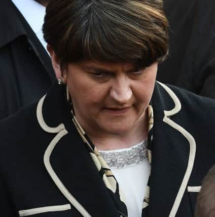 DUP leader, Arlene Foster, at the funeral of Martin McGuinness. (Photo Colm Lenaghan/Pacemaker Press)