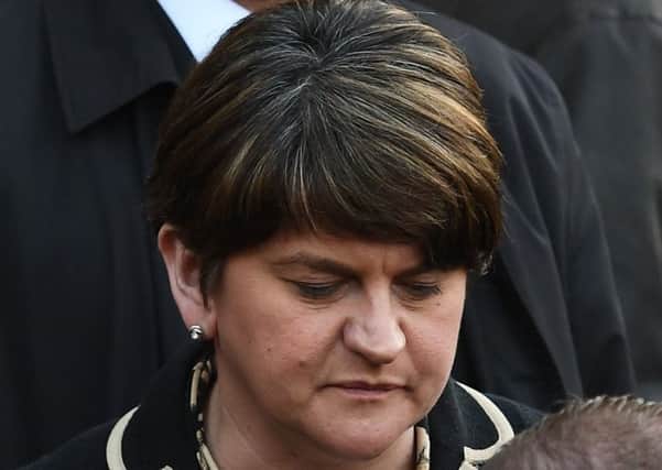 DUP leader, Arlene Foster, at the funeral of Martin McGuinness. (Photo Colm Lenaghan/Pacemaker Press)
