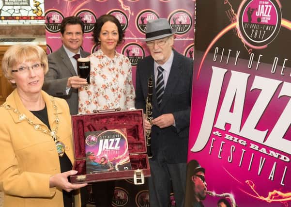 Local acts join Mayor Hilary McClintock and Martin Venning, Diageo at launch.