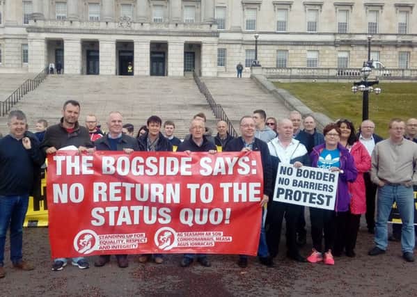Bogside residents and representatives gathered at Stormont for the protest.
