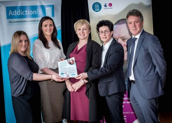 Kerry Hinks, Bank of Ireland, Joanne Smith, Drink Wise Age Well, Marcun Doran People Plus NI, Thelma Abernethy Addiction NI, and Kieran Harding, Business in the Community