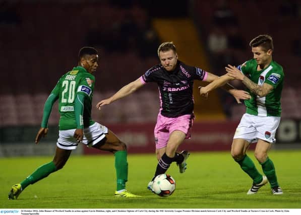 Finn Harps midfielder, Johnny Bonner, playing for Wexford Youths against Cork City last year, is looking forward to the derby clash with Derry in his hometown of Buncrana.