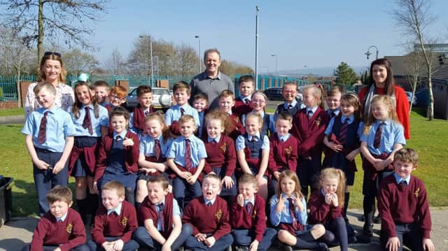Children from St Eithne's Primary School get ready to go the extra mile.
