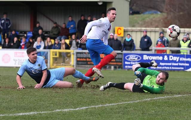Institute goalkeeper Martin Gallagher is having a great season.