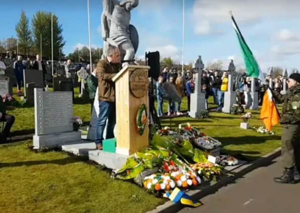 Paul Murphy addressing the crowds at the City Cemetery.