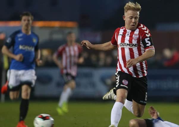 24 February 2017; Nicky Low of Derry City celebrates following his side's victory during the SSE Airtricity League Premier Division match between Bohemians and Derry City at Dalymount Park, in Dublin. Photo by Seb Daly/Sportsfile