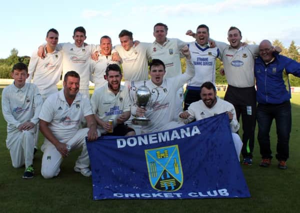Donemana celebrate clinching their fifth Bank of Ireland North West Senior Cup success last year.