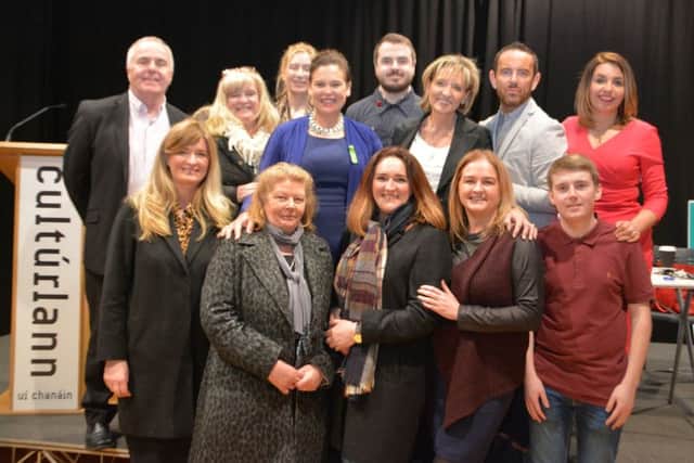 Sinn Féin Vice president and party spokesperson on mental health and suicide prevention Mary Lou McDonald with participants in an recent event she hosted in An Cultúrlann Uà Chanáin Derry on Mental Health 'It's ok not to be ok' included speakers Mickey Doherty ,Caolán Doherty and Sarah Curran from Mens Action Network in Derry.