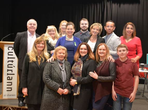 Sinn FÃ©in Vice president and party spokesperson on mental health and suicide prevention Mary Lou McDonald with participants in an recent event she hosted  in An CultÃºrlann  UÃ­ ChanÃ¡in Derry on Mental Health 'It's ok not to be ok'  included speakers Mickey Doherty ,CaolÃ¡n Doherty and Sarah Curran from Mens Action Network in Derry.
