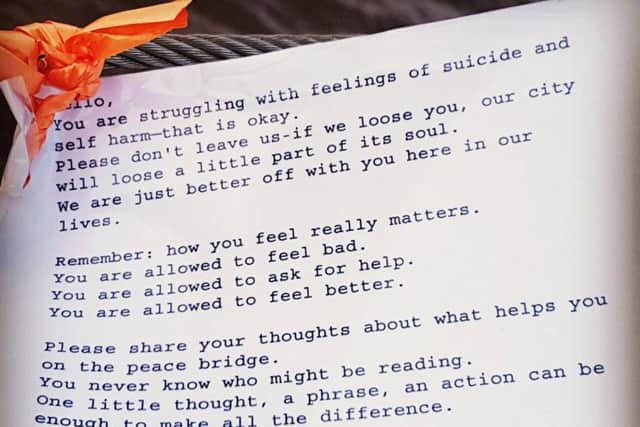 The letter was left on the Peace Bridge.
