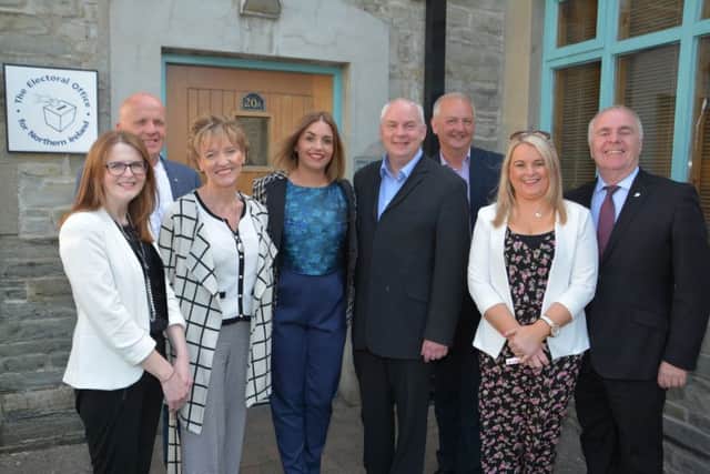 Elisha McCallion (fourth from left)pictured with Sinn Fein representatives from across the north west as she handed in her nomination papers as Foyle Westminster candidate.