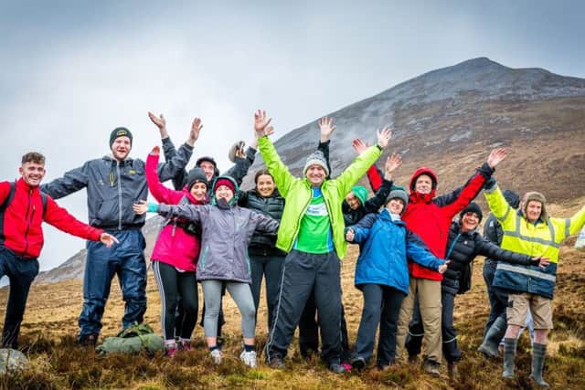 The group pictured at the start of the climb up Mount Errigal.
