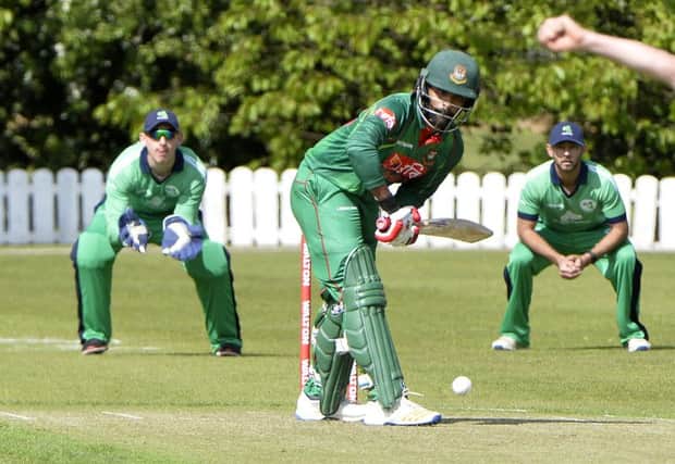 Tamin Iqbal batting for Bangladesh against Ireland at Stormont. (Picture by Stephen Hamilton / Press Eye)